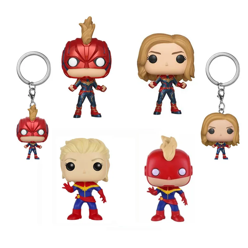 

CaptainMarvel Masked Avengers Captain Vinyl Bobble Head Action Figure Doll Model Toy Keychains Decoration Gift