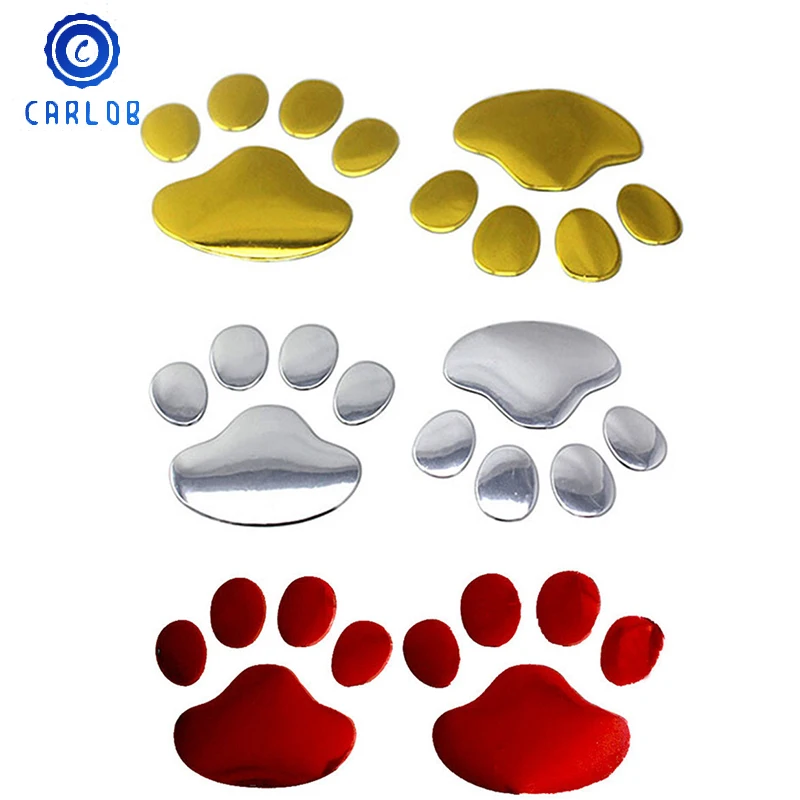 

3D Car Bear Cat Dog Paw Emblem Puppy Footprint Sticker Window Bumper Motorcycle For Kawasaki BMW Honda Toyota Bens Wall Bridge