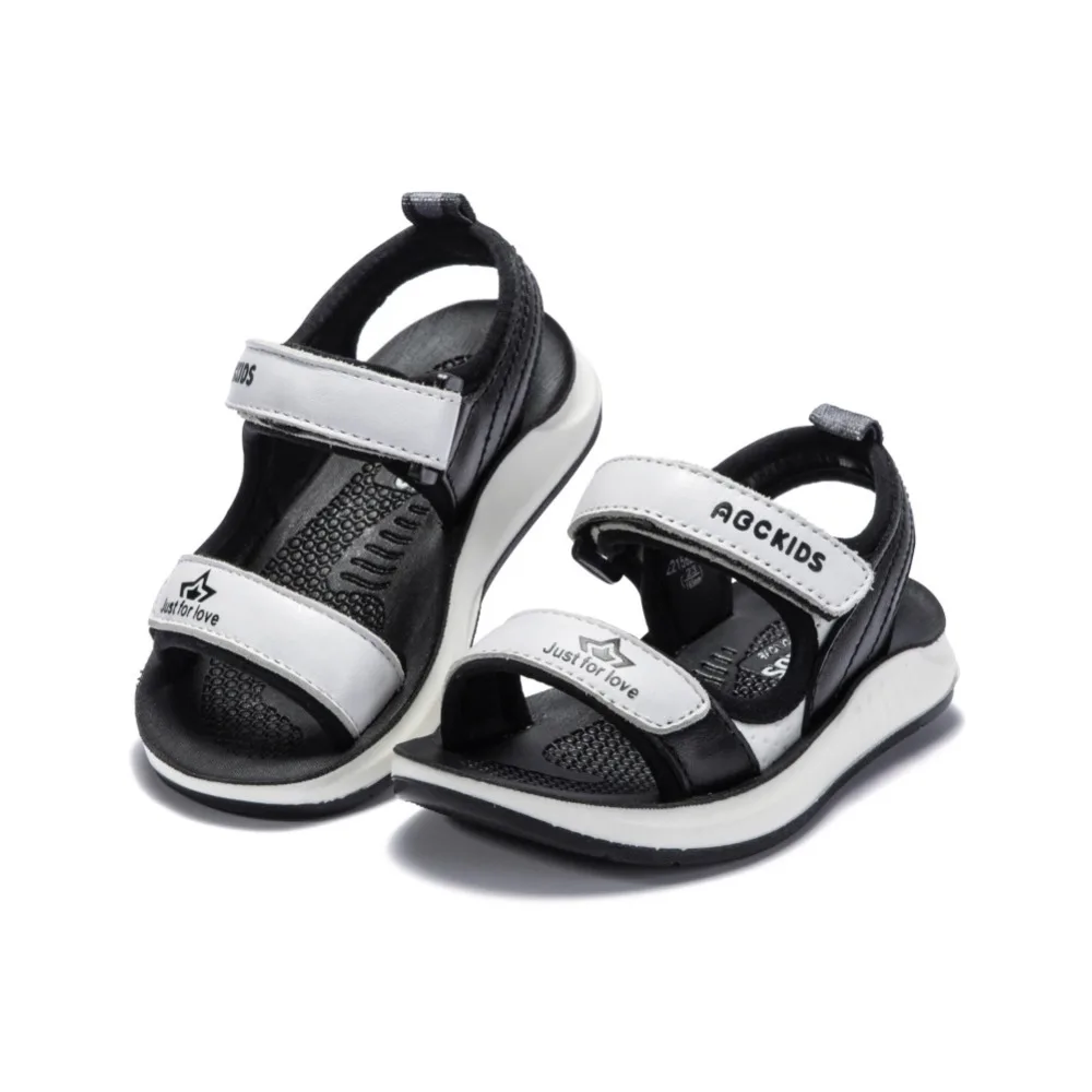 Feet Length 14CM Boys Summer Leather Casual Beach Sandals Black