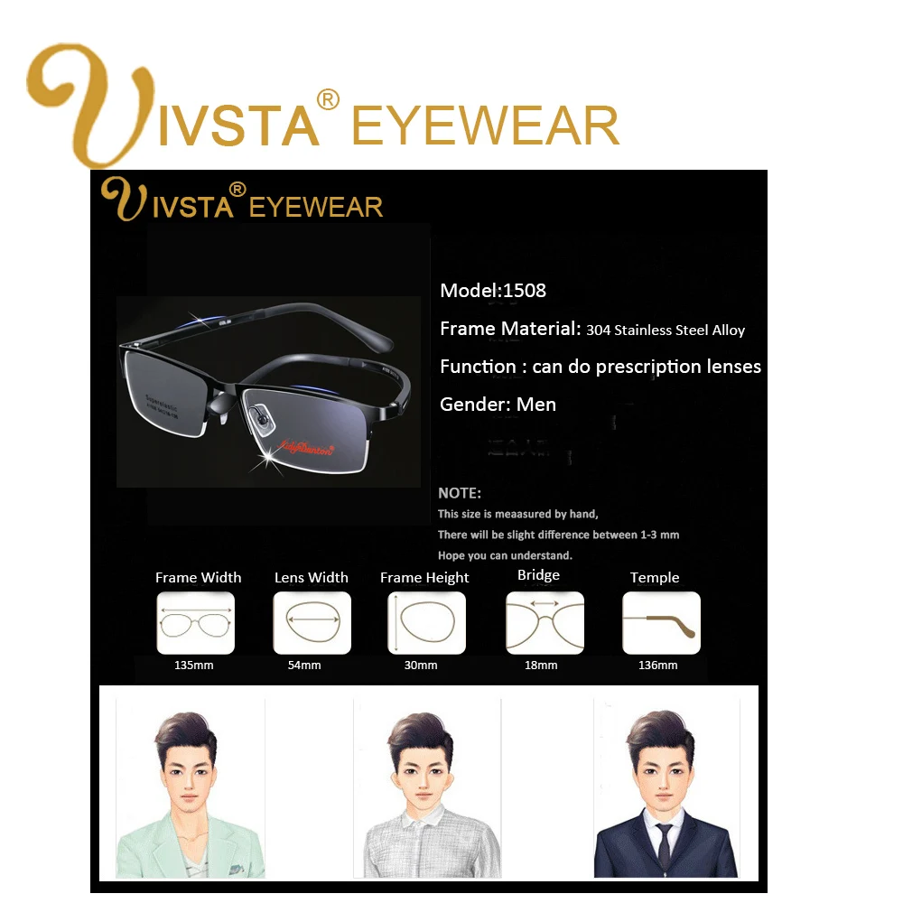 IVSTA супер эластичные TR оптические очки, мужские полуоправа, оправы для очков, мужские очки по рецепту, фирменный дизайн, для чтения, компьютер