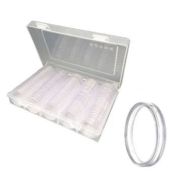 

100Pcs/Box 27mm Round Boxed Coins Collection Holder Transparent Plastic Storage Capsules Commemorative Coin Protection Boxes