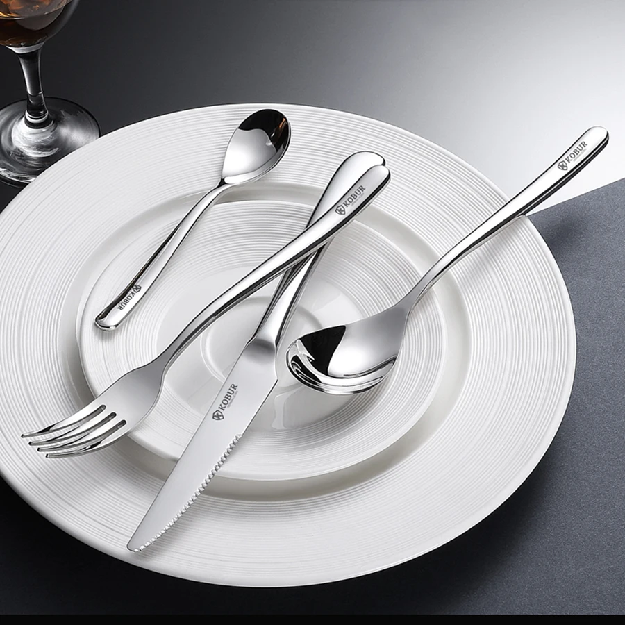 Роскошные стейк нож, вилка, набор Нержавеющая сталь 3 предмета Портативный Европейский Западной Кухня столовые приборы посуда одноразовая многоразовые D6J04