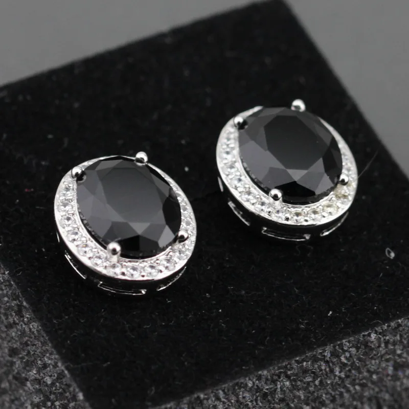 Rock новые модные черные циркониевые посеребренные Женские Ювелирные серьги-гвоздики подарочная коробка ED30