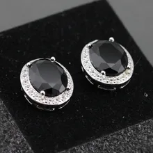 Rock новые модные черные циркониевые посеребренные Женские Ювелирные серьги-гвоздики подарочная коробка ED30