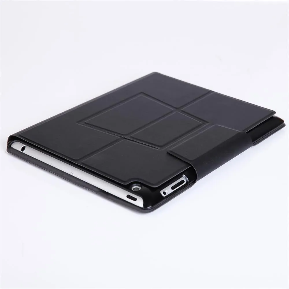 VOBERRY клавиатура Ipad Bluetooth ультра-тонкая клавиатура беспроводная клавиатура эргономичная клавиатура с PU кожаный чехол для Apple IPad#2 - Цвет: Черный
