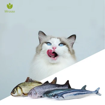 

Mrosaa 30cm Funny Lifelike Fish Shape Pet Cat toys Pets Pillow Catnip Toys Simulation Plush Fish Doll Chew Bite Cat catnip Toy