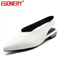 EGONERY women flats new style pointed toe genuine leather summer shoe woman causal walking shoes 2019 nurse working shoes summer