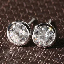 Genuine 18 K 750 White Gold Push Back 1 Carat ct F Color Test Positive Lab Grown Moissanit e Dia mond Earrings Love Gift