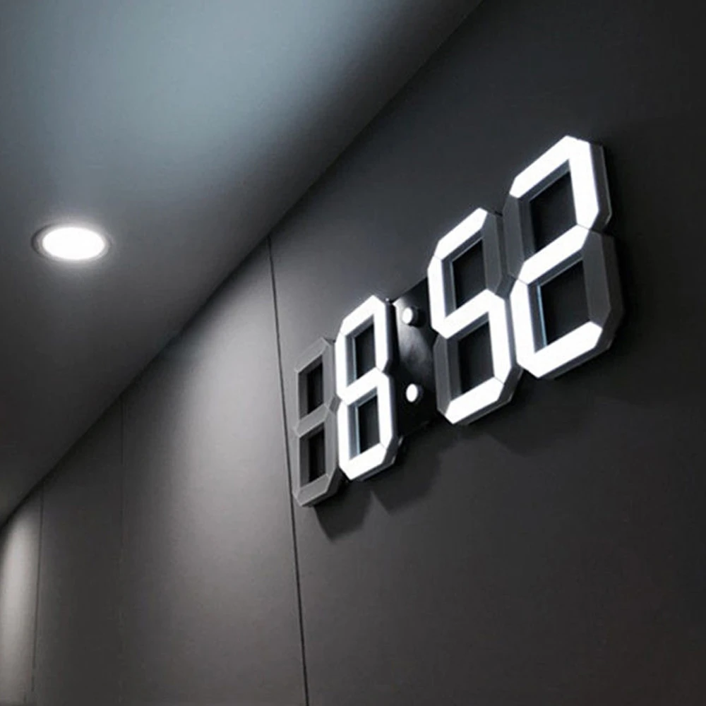 3d Led 壁時計現代のデジタルテーブルデスクトップアラーム時計常夜灯壁時計家の装飾リビングルームのデジタル時計 Wall Clocks Aliexpress