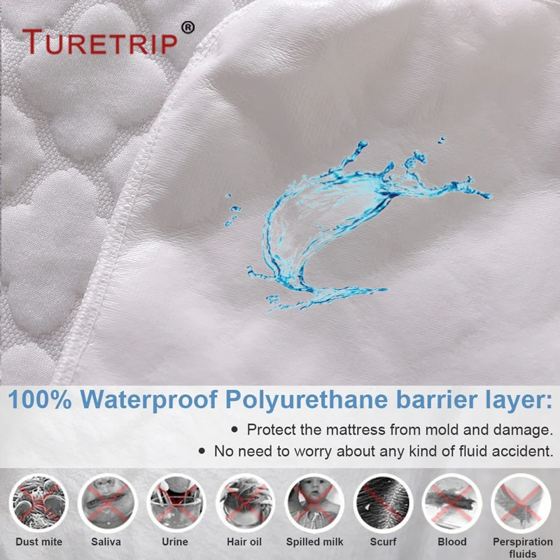 Kaufen Turetrip Jacquard Cloud Wasserdicht Matratze Protector Tiefe Tasche Matratze Abdeckung Maschine Waschbar Matratze Pad Klapp Matratze