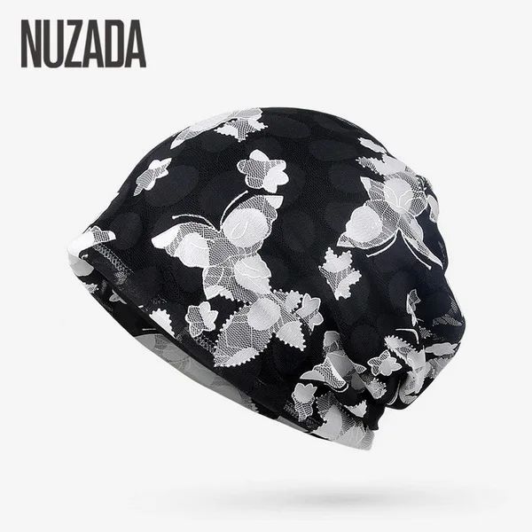 Бренд NUZADA, женская кепка, Skullies Beanies, вязаная шапка s Bonnet, двухслойная вязаная шапочка из хлопка, кружевная Кепка, весна-осень - Цвет: 06