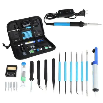 

EU/US 60W Thermoregulator Soldering Iron Kit Screwdriver Desoldering Pump Tin Wire Pliers Welding Tools Storage Bag
