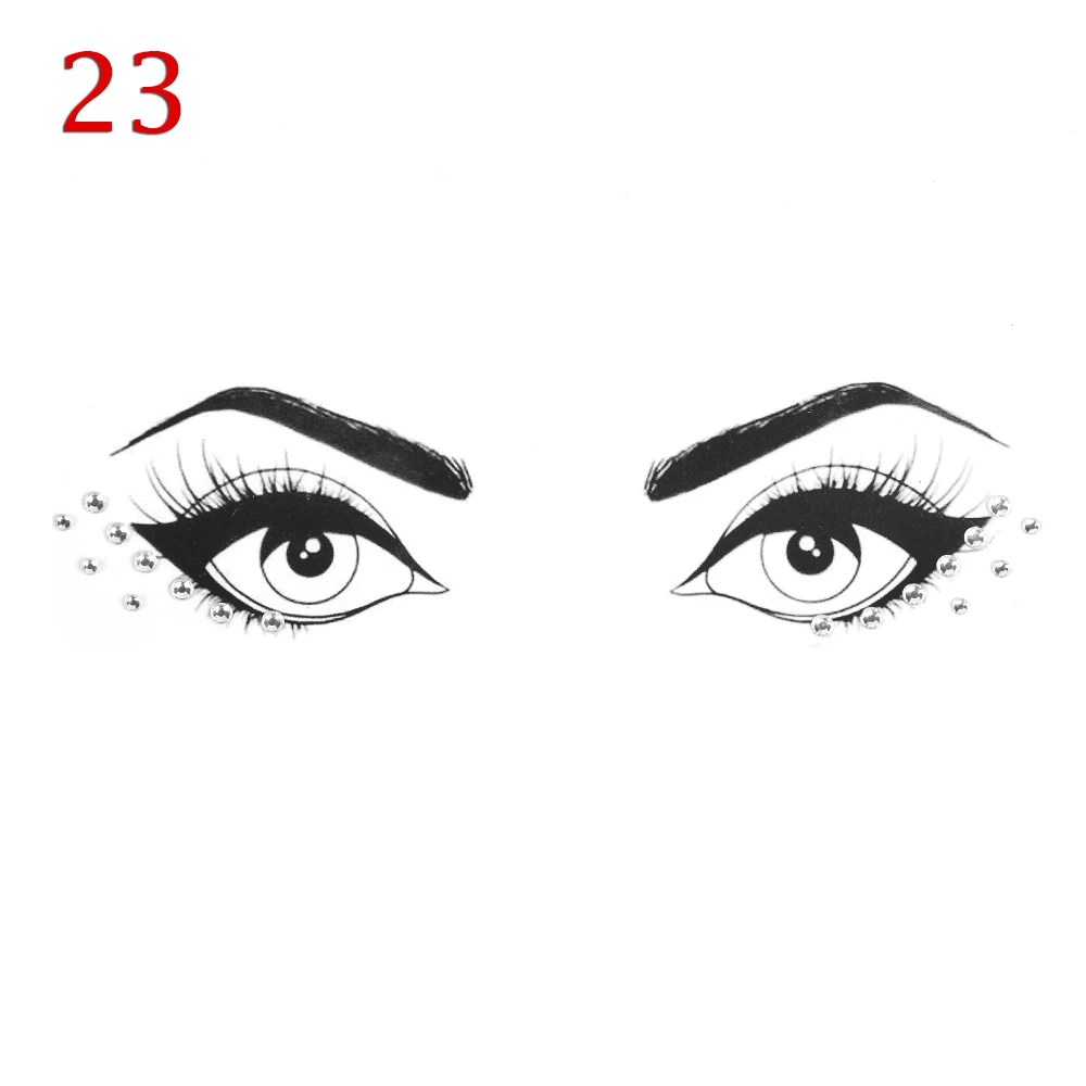 1 шт., 3D Хрустальные Временные татуировки для глаз, Переводные тени для век, подводка для глаз, наклейки для лица, женские праздничные вечерние украшения для глаз, инструмент для макияжа - Цвет: 23