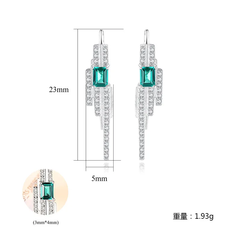 Ювелирные украшения 100% 925 серебряные серьги Изумрудный кисточка штифт обручение свадебные подарки для женщин