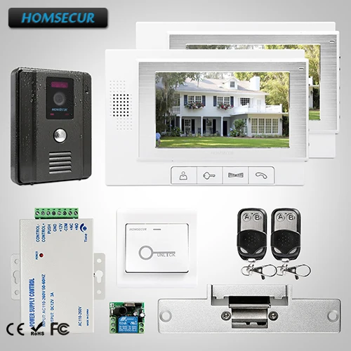 

HOMSECUR 7" Video Door Entry Phone Call System+Black Camera for Home Security TC011-B + TM702-W