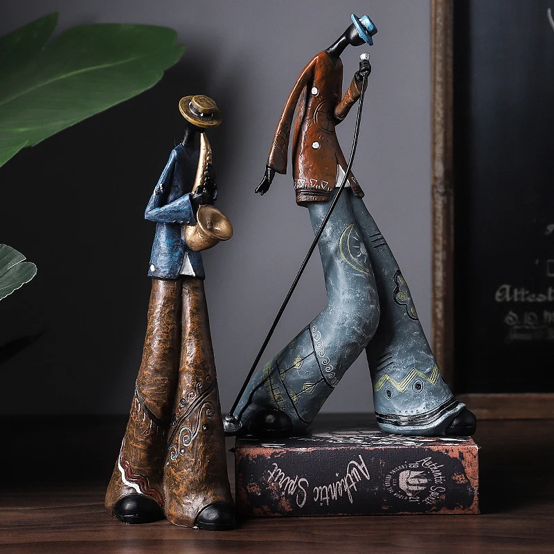 Ковбойская группа труба игральная фигурка поп смола скульптура ручной работы ретро украшения дома аксессуары