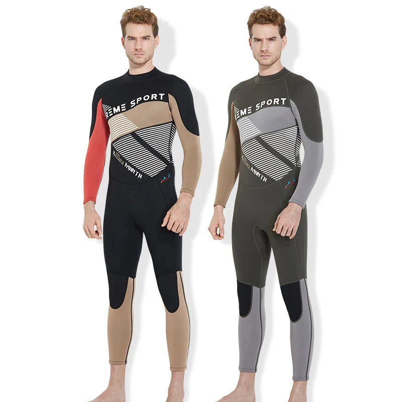 

New sunscreen 3MM men's diving suit neoprene conjoined long-sleeved swimming surfing suit wetsuit