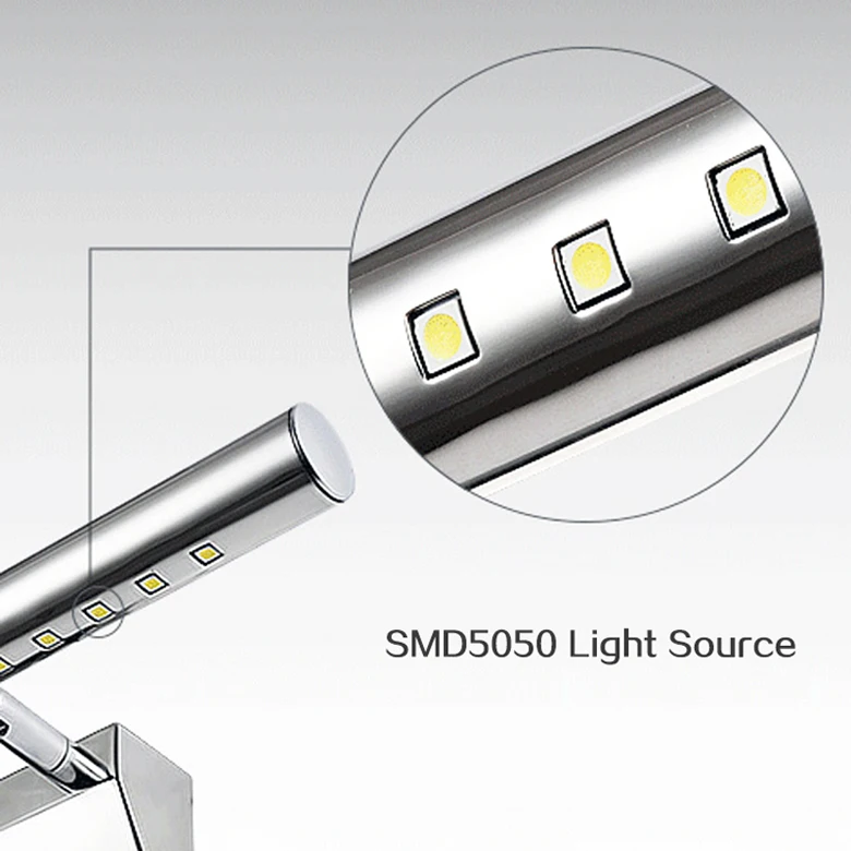 55 см Высокое качество 7 Вт светодиоды для зеркал 30 светодиодный настенный светильник из нержавеющей стали переключатель/None-Swith настенный светильник для ванной комнаты