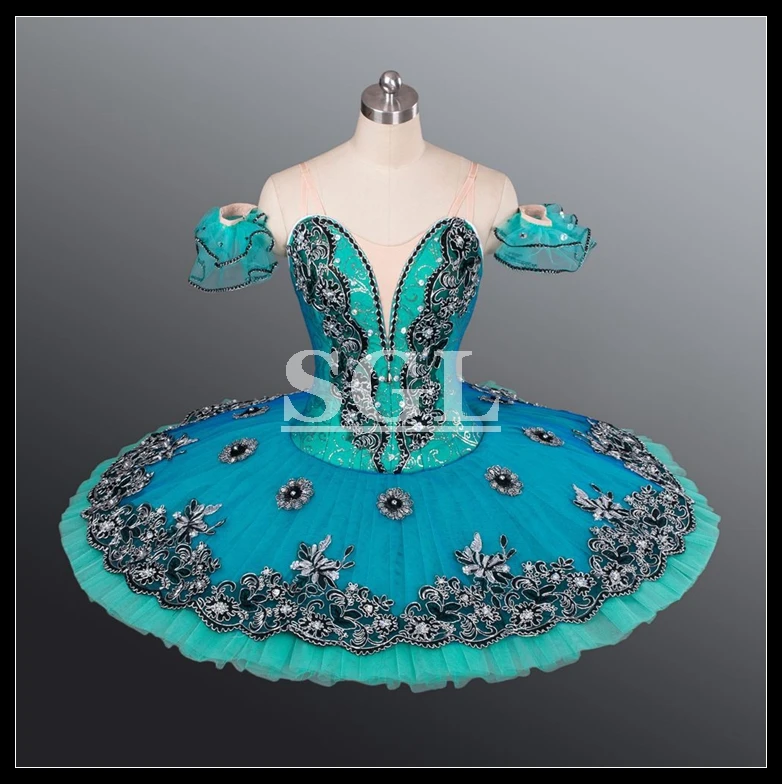 

Free Shipping Blue Green Ballet Tutu For Girls Performance And Competition Stage Costumes Child Girls Ballet Test AT1055C
