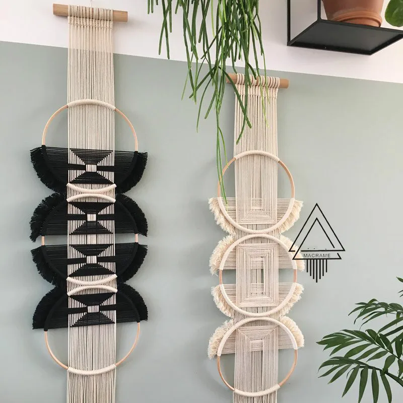 

Creative wall hanging soft decoration with three rings woven and connected tapestry hanging decorations mexican home decoration