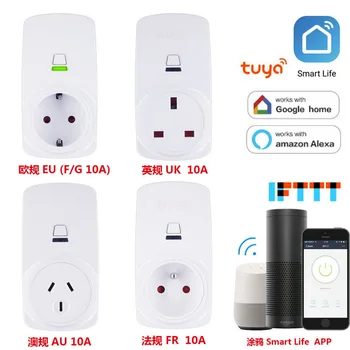

50pcs AU/FR/EU Plug Smart Wifi Plug LED Light Display Max250V Google Home Accept Alexa Control Smart Socket