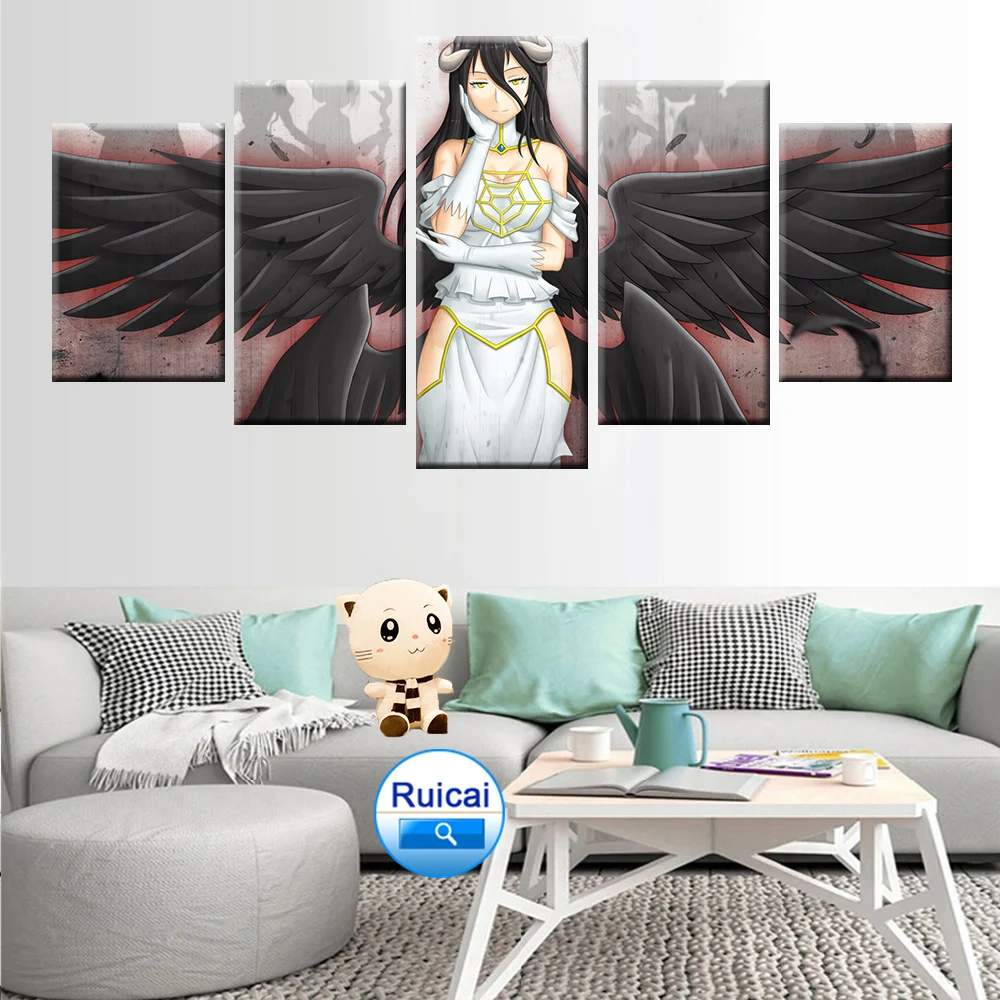 Home Decor Girl Room Mural Wall Art Anime Undead King Poster 5 Panel HD Print Modular | Дом и сад