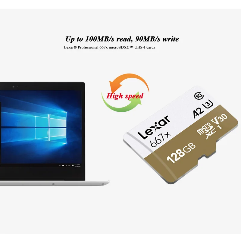 Lexar Professional 667x Micro SD карта 128 ГБ A2 100 МБ/с./с класс 10 карта памяти V30 UHS-I U3 для 1080p Full-HD 3D 4K видео