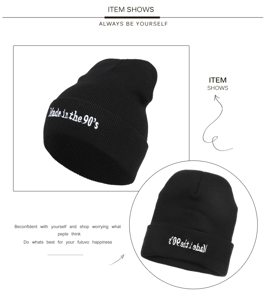 4ADK Winter Unisex Beanie Men Women High Quality Brand Casual 2018 New Fashion Caps Made In The 90'S #MZ6118