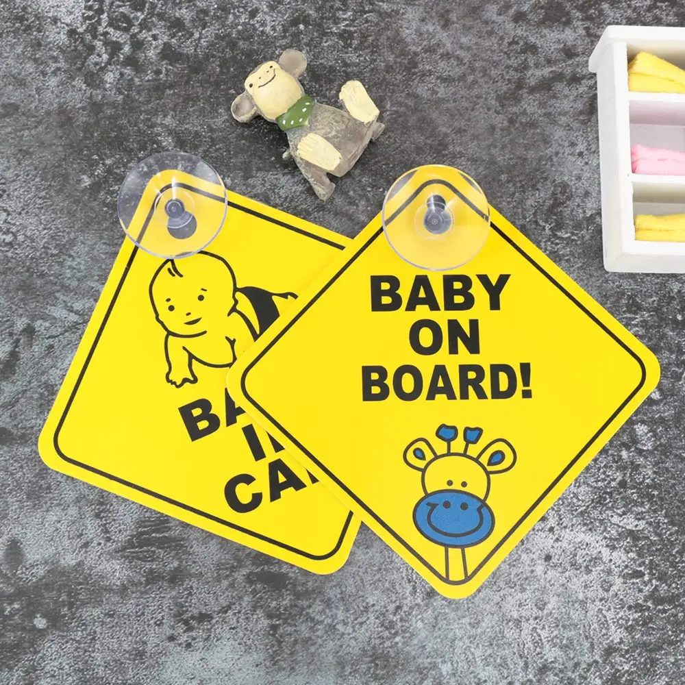 

2Pcs Lovely Car Sucker Sticker Baby in Car Warning Safety Sign Sticker Vinyl Decal for Car Vehicle Window Sticker