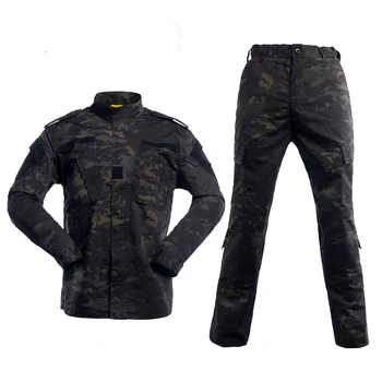 Black Military Uniform Camouflage Suit Tactical Military Airsoft Paintball Equipment Clothes 2