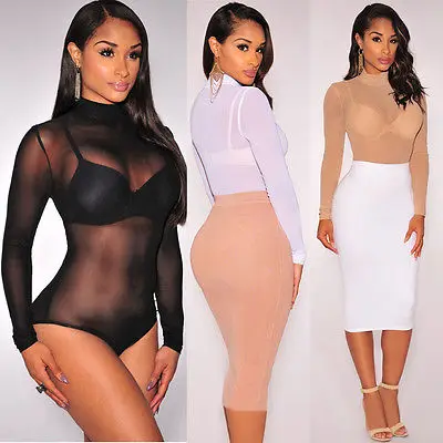 

Hot Sexy Mesh Lingerie Exotic Apparel Black White Transparent Top Jumpsuit Club Dress Unique Design Novelty Apparel