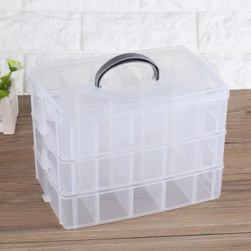 

Clear Plastic Jewelry Bead Storage Box Container Craft Organizer Case Tool Jewellery Storage Compartment Tool Box