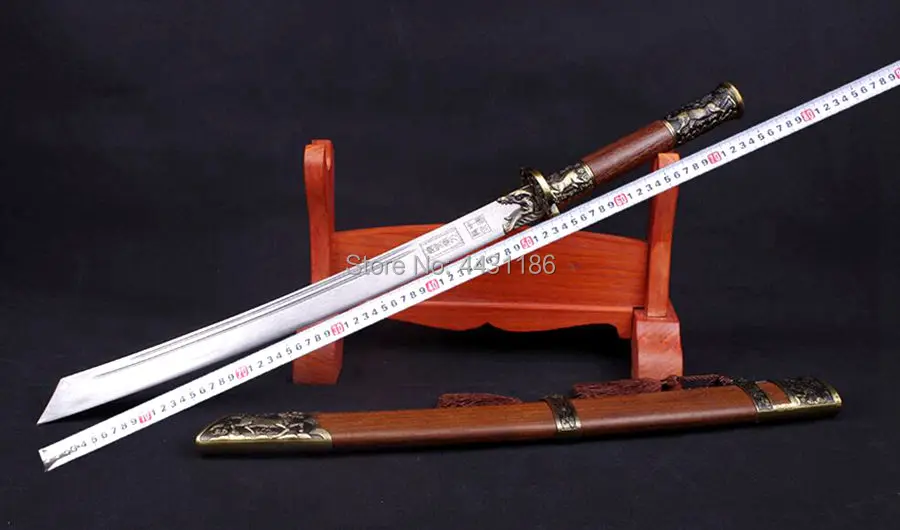 Chinese KungFu broadsword Qing Dynasty Kangxi Saber Kylin Battle Dao Sword Damascus Folded Steel Blade Sharp knives