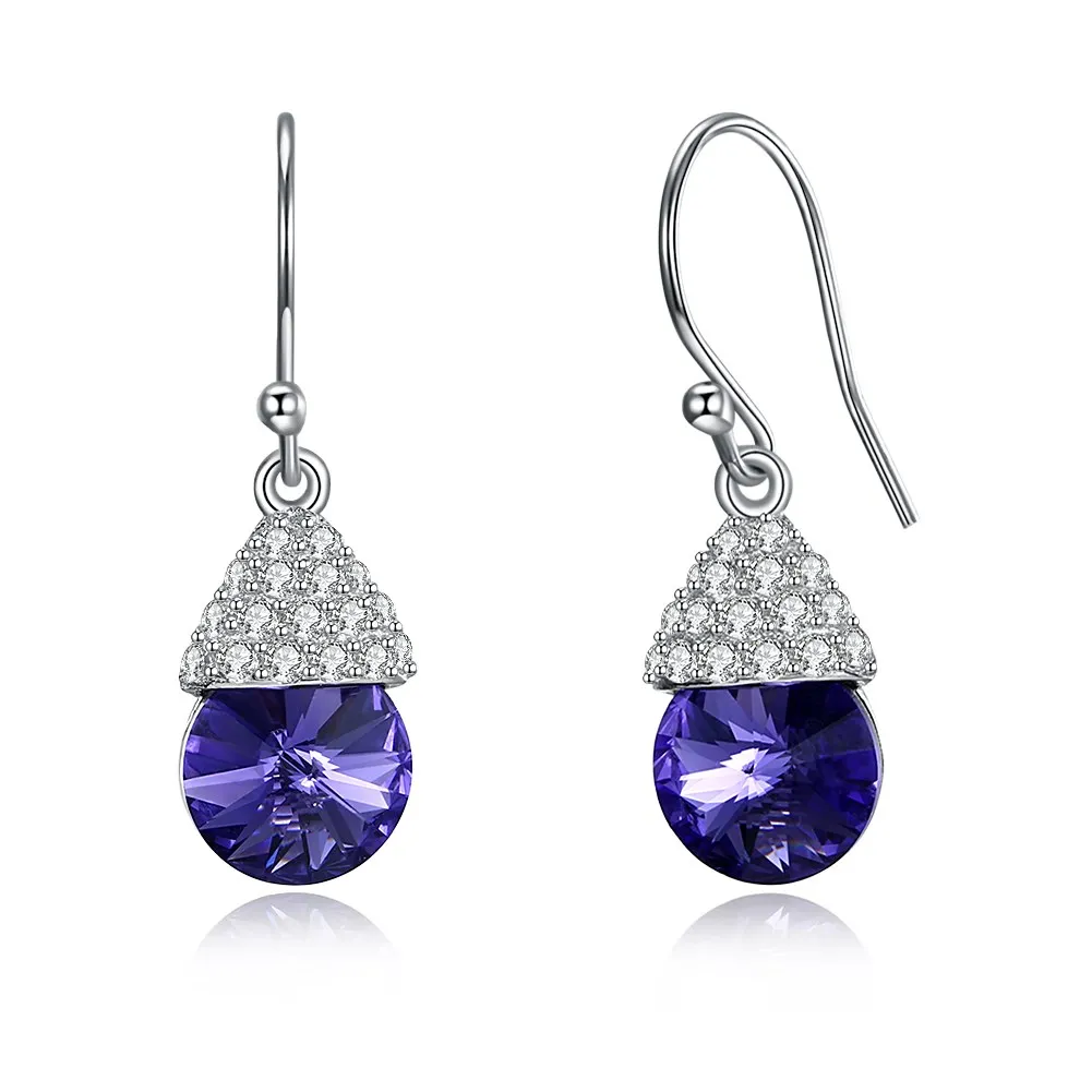 

INALIS 925 Sterling Silver Crystals from Swarovski Swallow Cute Mushroom Popular Purple Dangle Earrings High Quality Jewelry