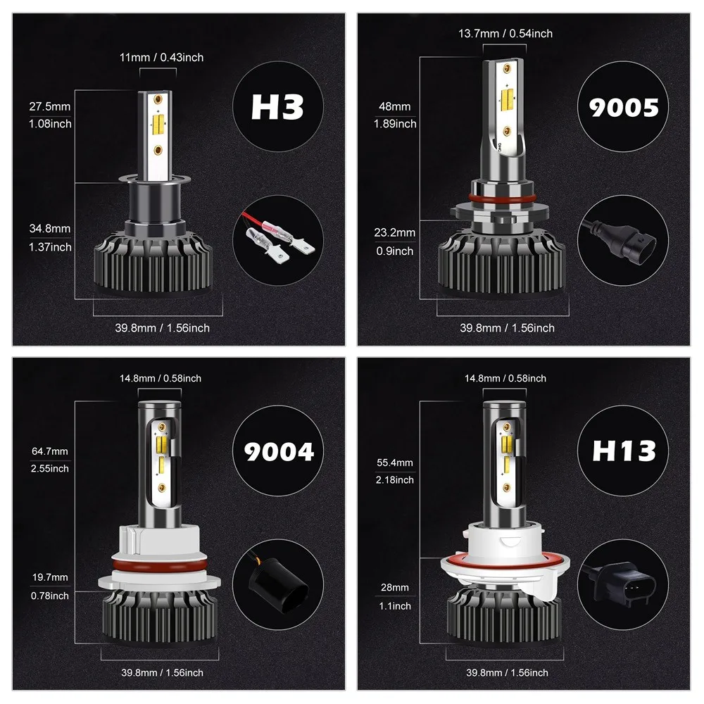 Infitary 2 предмета H4 светодиодный H1 H11 9005 9012 H7 светодиодный фар автомобиля 3 цвета Изменение фары 3000 К 4300 К 6500 К флэш-72 Вт авто огни