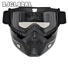 Detachable Motorcycle Goggles Glasses Mask Visor Ski Snowboard Motocross Oculos Gafas for Open Face Motorcycle Half Helmet