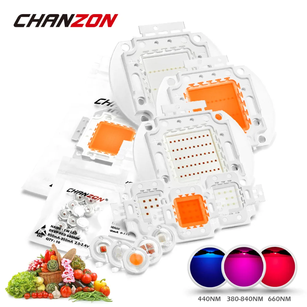  High Power LED Chip Full Spectrum Grow Light Lamp 1W 3W 5W 10W 20W 30W 50W 100W 380nm - 840nm COB B - 32795576298
