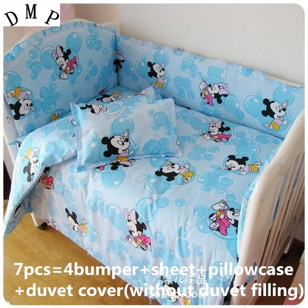 6/7PCS cot bedding set cotton curtain crib bumper baby cot sets baby