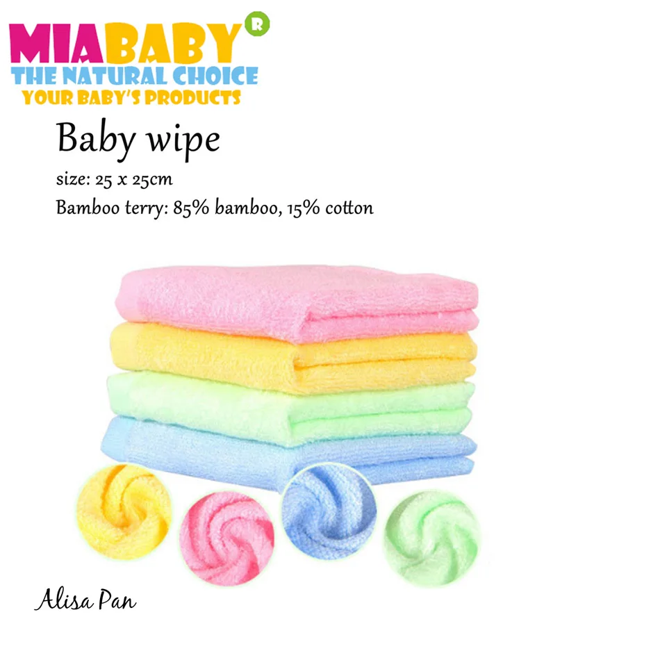 Miababy (8 шт./лот) Бамбуковые махровые салфетки, для ребенка Кормление маленьких Полотенца для лица Прижимные шайбы, купальный