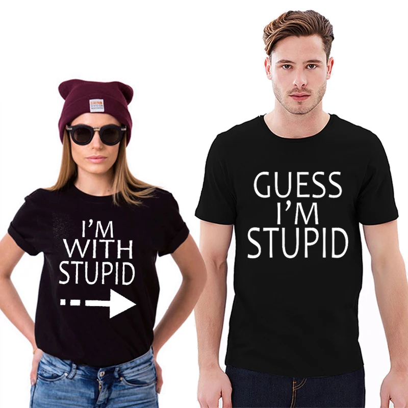EnjoytheSpirit Couple Tshirt I'm with Stupid Shirts