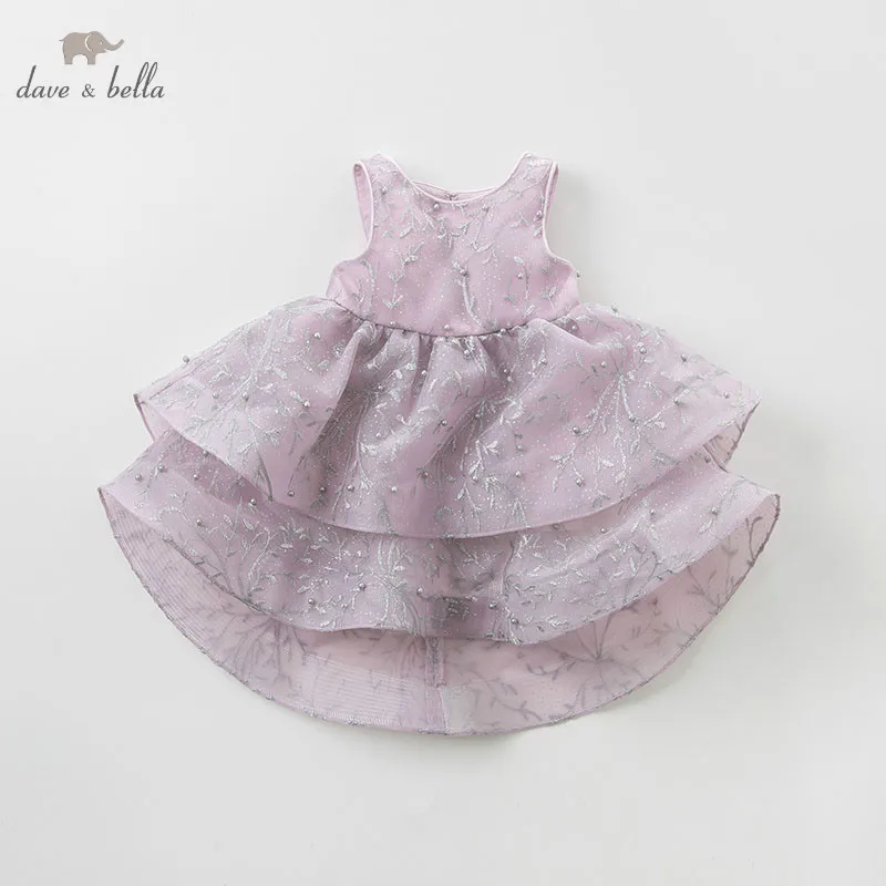DB10772 DAVE BELLA/одежда принцессы для маленьких девочек детское платье для дня рождения, вечеринки, свадьбы Детские торжественные платья с вышивкой