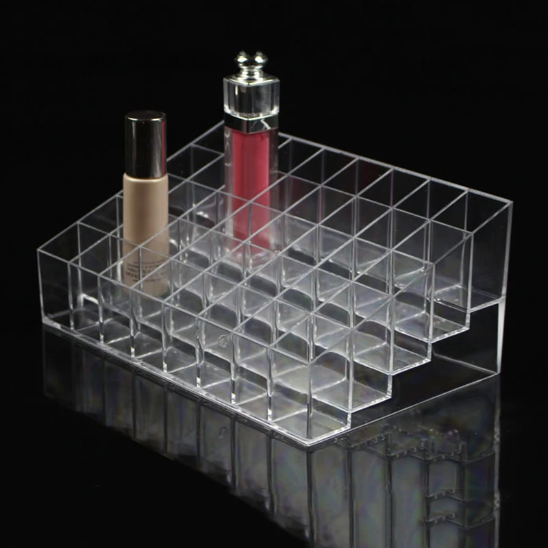 

40 Grid Makeup Display Storage Box Trapezoid Clear 40 Lattices Lipstick Stand Case Brush Cosmetic Organizer Holder Storage Boxes