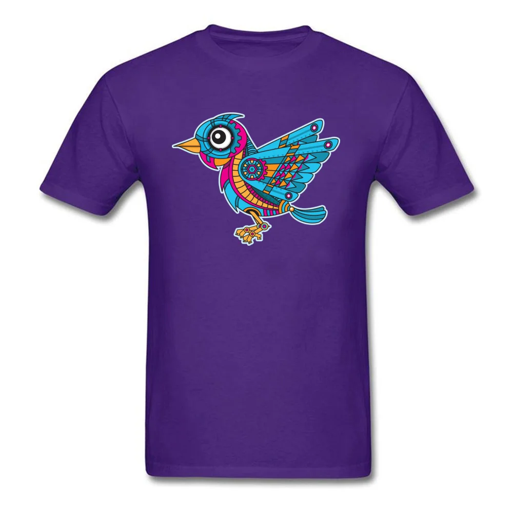 Mechanical Bird T Shirt Slim Fit Short Sleeve On Sale Crew Neck 100% Cotton Tees Europe Tops & Tees for Men Summer/Fall Mechanical Bird purple