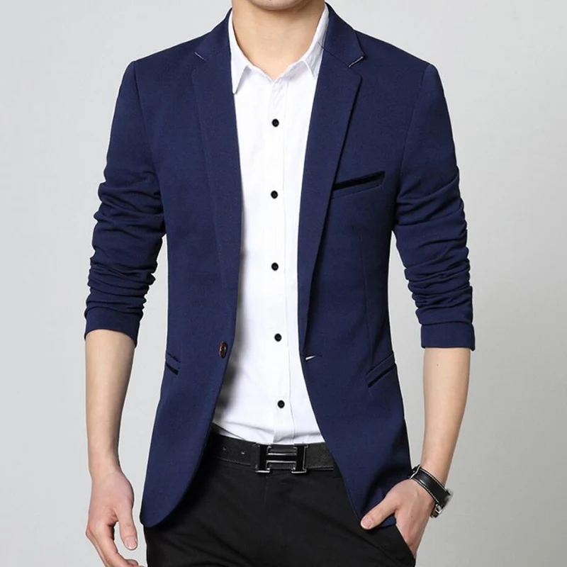 

Spring and autumn Korean version of the single button after the split fork solid color Slim youth casual blazer free shipping