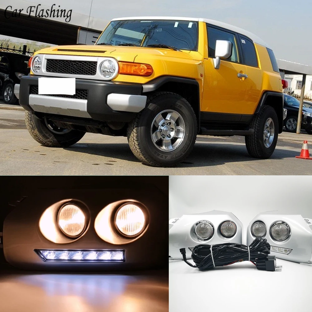 1pair Car Led Drl Daytime Running Light Fog Lamp Frame Fog Light