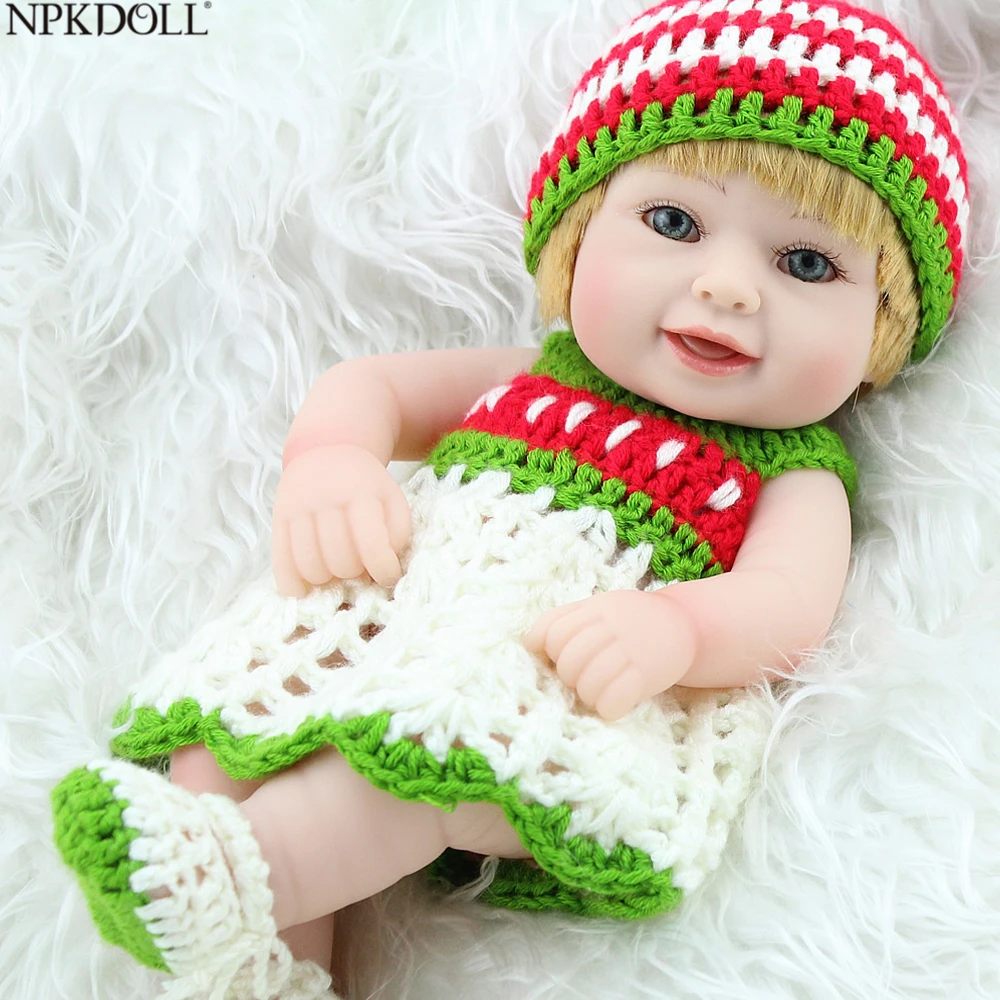 NPKDOLL 10 дюймов куклы-Возрожденные младенцы улыбающиеся силиконовые на все тело