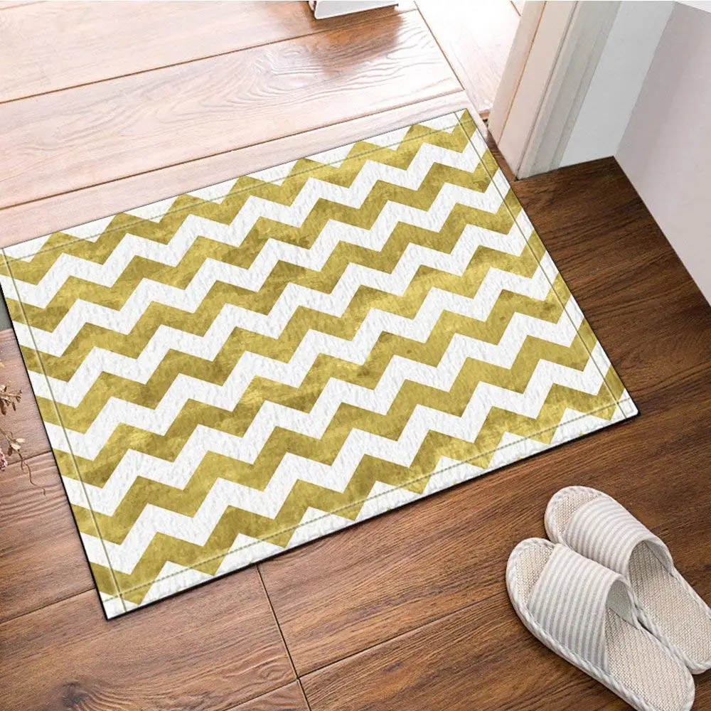 Gold And White Chevron Pattern Bath Rugs Non Slip Floor Entryways Outdoor Indoor Front Door Mat 40x60cm Bath Mat Bathroom Rugs Mat Aliexpress