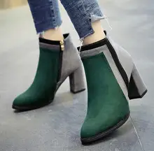 

Botas mujer 2018 newest mixed color ankle boots women thick high heels Chelsea boots ladies winter martin boots short Boot Y135