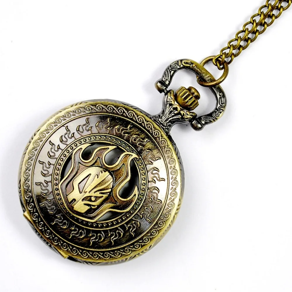 

Skeleton the God of Fire Design Bolsillo Pedant Montre Vintage Men Bronze Dress Pocket Watch Fashion Gift Hombre Fob Watch