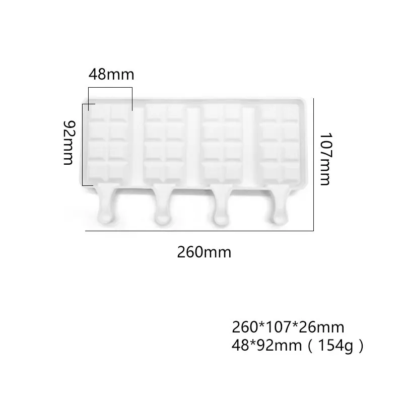 4 ячейки силиконовые мороженое формы для льда Форма под лед мороженого на палочке кухонный инвентарь коврик+ 40 деревянные палочки